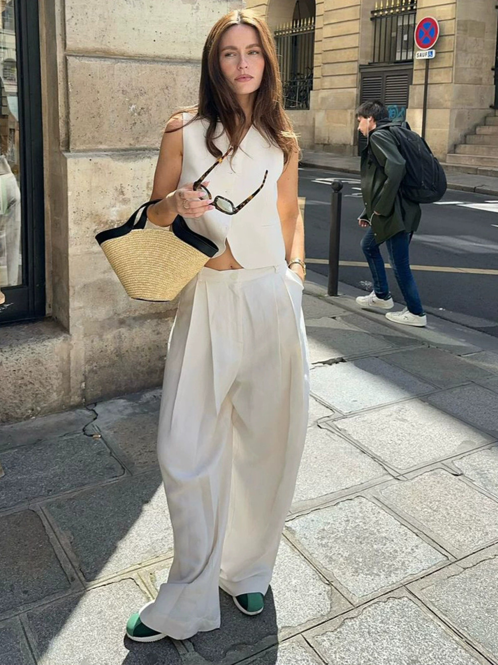Zara Summer Old Money Office Sleeveless Vest High Waist Pants Set